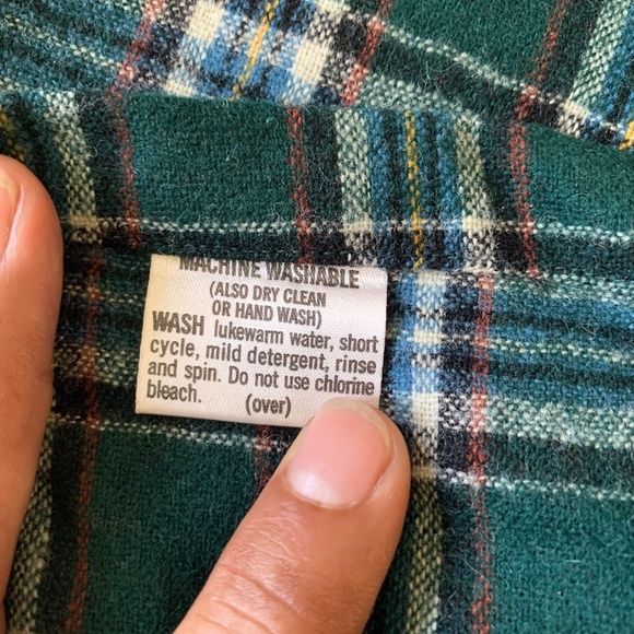 Vtg 60s Pendleton Board Shirt Sz Small Green Plaid Wool Loop Collar Flap Pocket - Picture 6 of 12